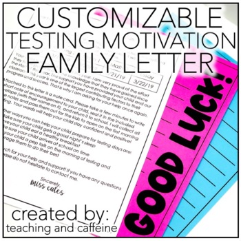 Preview of Customizable Testing Motivation Letter - Testing Motivation Family Letter