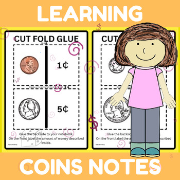 Preview of CUT FOLD GLUE PENNY NICKEL DIME QUARTER CHANGE COINS MATH NOTES