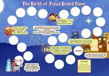 Preview of CUTE Christian Printable Birth of Jesus Board Game Christmas Bible Verses KidMin