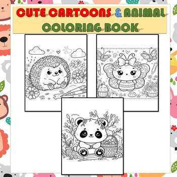 Preview of Cute Animals Coloring Book