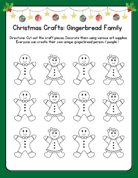 Preview of CUTE Christmas Gingerbread Man Girl Boy People Craft House Arts Color Cut FUN