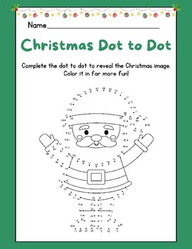 Preview of CUTE Christmas Santa Claus Dot to Dot Count 1 to 100 Printable Worksheet FUN