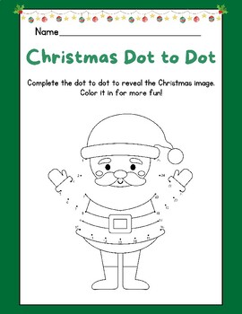Preview of CUTE Christmas Santa Claus Dot to Dot Count 1 to 25 Printable Worksheet FUN Math