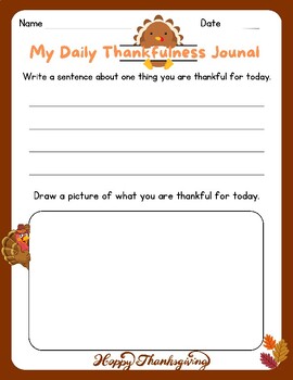 Preview of CUTE! Daily Thanksgiving Journal: Write & Draw Thankfulness Gratitude - Turkey