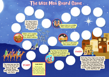 Preview of CUTE FUN Christmas Wise Men Printable Board Game Bible Jesus Advent Christian