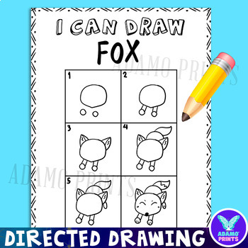 CUTE Fox Directed Drawing: Writing, Reading, Tracing & Coloring Activities