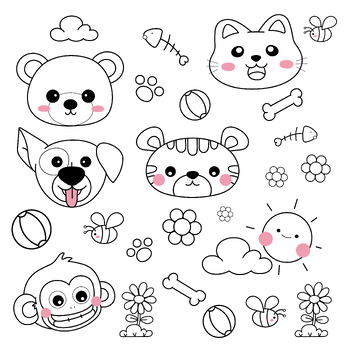 Preview of CUTE HEAD ANIMAL CLIP ART