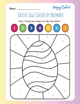 Preview of CUTE Happy Easter Egg Color by Number Bundle 4 Worksheets FUN Pre-K TK K-5