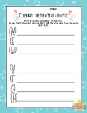 CUTE Happy New Year Acrostic Poem Worksheet FUN  Writing W