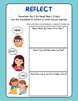 Preview of CUTE Head Heart & Hand Pre-Writing Worksheet Self-Awareness Mnemonic FUN Pre-K +