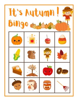Preview of CUTE! It's Autumn Season Bingo Game Printable Activity 20 cards & calling sheet
