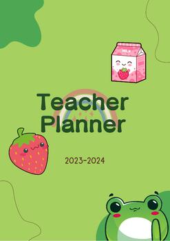 Preview of CUTE KAWAII Printable AND Fillable Daily, Weekly, Yearly Teacher Plans! 2023-24