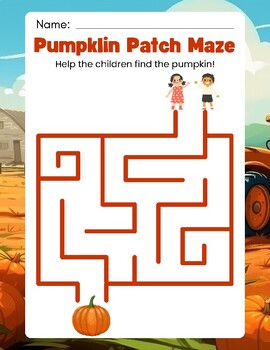 Preview of CUTE! Fall Pumpkin Patch Bundle Maze Word Search Handwriting Cutting Matching