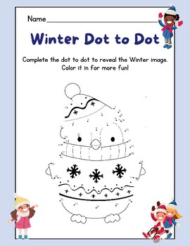 Preview of CUTE Winter Penguin Dot to Dot Counting Numbers 1 to 34 FUN Math Activity K-5