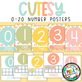CUTESY Classroom Decor | 0-20 Number Posters | Pastel Clas