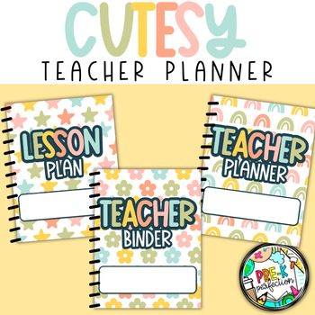 Preview of CUTESY Classroom Decor | Pastel Teacher Planner | Lesson Plans | Teacher Binder
