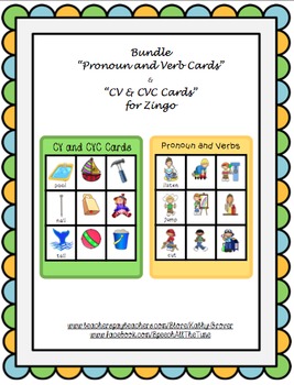 Preview of Zingo Cards for "CV, VC, & CVC" and "Pronoun & Verbs"