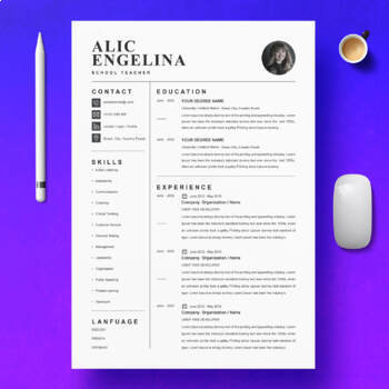Preview of CV Template Professional Clean Resume Template Instant Download