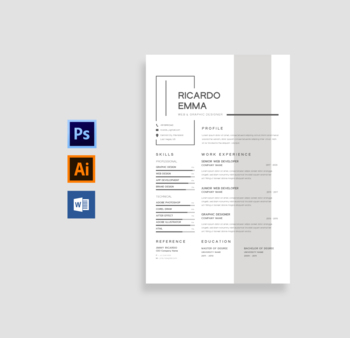 Preview of CV resume for business, job: Resume Template Word, CV Template, resume template