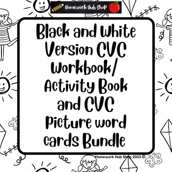 Preview of CVC Activities, Flashcards Mega Bundle: Black and White Version Worksheets