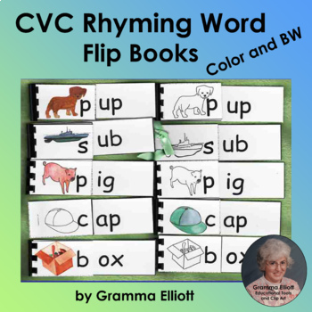 Preview of CVC Activities Printable Flip Books for Rhyming Word Families for preK, K, 1st