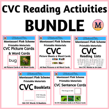 The Pink Series 24 CVC Word Families Booklets Montessori materials 