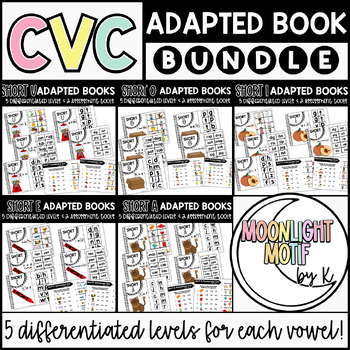 Preview of CVC Adapted Books BUNDLE, Special Education, Short Vowel Interactive Books