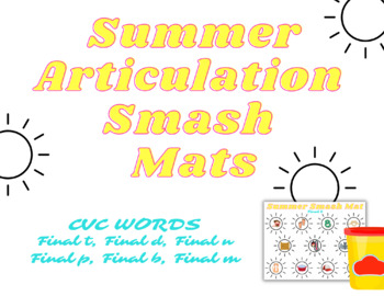 Preview of CVC Articulation Summer Play Dough Smash Mat