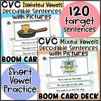 Preview of CVC BOOM Deck - Matching Decodable Sentences with Pictures