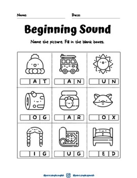 Preview of CVC Beginning, Middle, Ending Sound + Bonus Sound it Out Worksheets