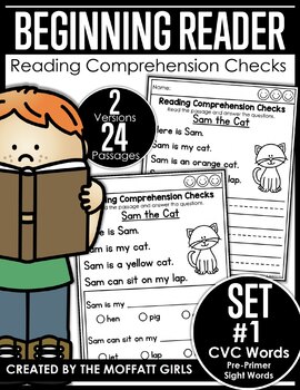 Preview of CVC Beginning Reading Comprehension Checks Phonics Based Set 1 (GOOGLE READY)
