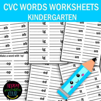 Preview of CVC Words Worksheets- Make a Word CVC Worksheet for Kindergarten-Early Learners