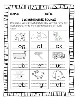 cvc beginning sounds by fabulous first grade teachers