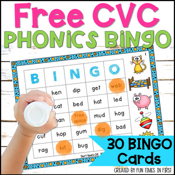 Preview of CVC Bingo | No Prep Phonics Games | CVC Words | FREE