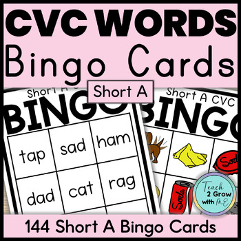 CVC Bingo Short A CVC Words for Pre-K, Kindergarten, 1st, & 2nd Grades