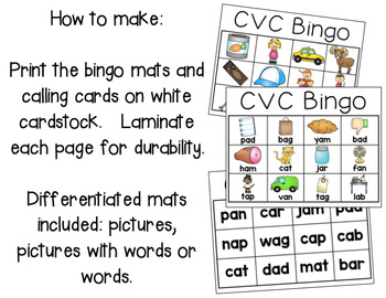 CVC Bingo Game {Short O} | Blending and Reading CVC Words | TPT