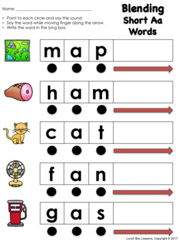 CVC Blending and Segmenting by Lunch Box Lessons | TpT