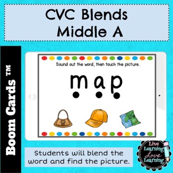 Preview of CVC Blends Middle A | Boom Cards