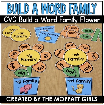 Preview of CVC Build a Word Family Flower 