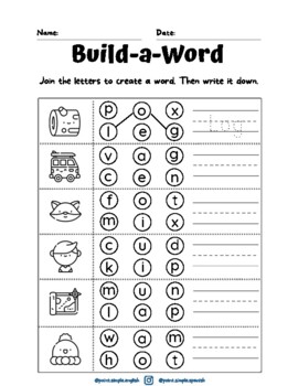 CVC Build-a-Word Worksheets by Point Simple Languages | TPT