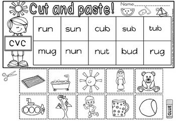 cvc cut and paste short u plus exit tickets by silviya v murphy tpt