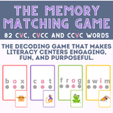 CVC, CVCC, CCVC Matching Memory Game - Decoding, Reading, 