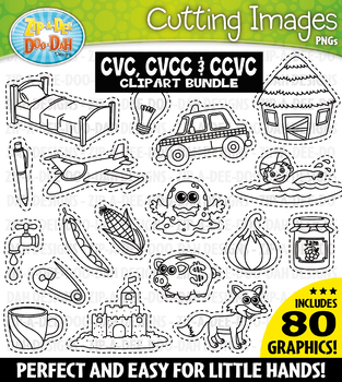 Preview of CVC, CVCC, CCVC Words Cutting Images Clipart Bundle {Zip-A-Dee-Doo-Dah Designs}