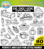 CVC, CVCC, CCVC Words Cutting Images Clipart Bundle {Zip-A