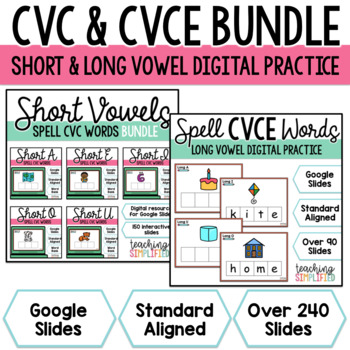 Preview of CVC & CVCE Words Short/Long Vowels BUNDLE Digital Resource for Google Slides