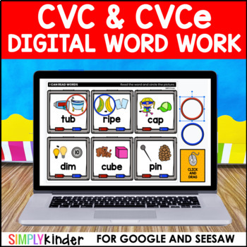 Preview of CVC & CVCe Digital Word Work For Google and Seesaw