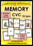 CVC Card Game - MEMORY - 10 Sets/18 Words per Set DESIGNED