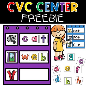 CVC Center Pocket Chart FREEBIE by Kreative in Kinder | TPT