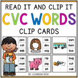 CVC Words Mixed Short Vowels Clip Card Activity Worksheets