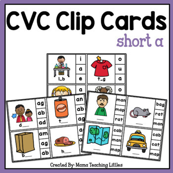 CVC Clip Cards Short a by Mama Teaching Littles | TPT